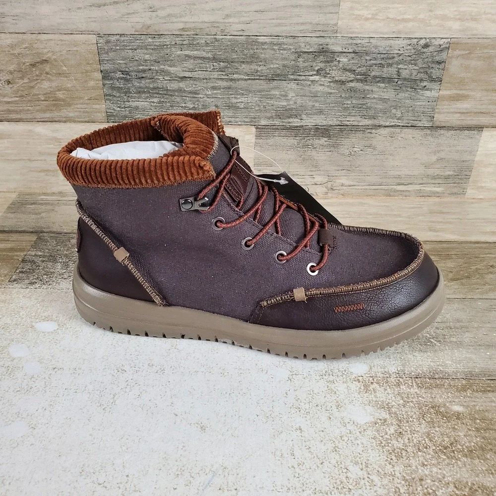 Hey Dude Mens Bradley Boots Sz 9 Corduroy Collar Stretch Boots Brown Chukka